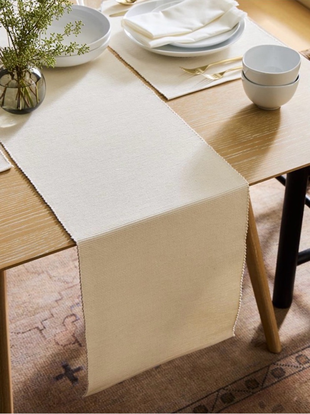 Riviera White TableRunner - Dining Accent